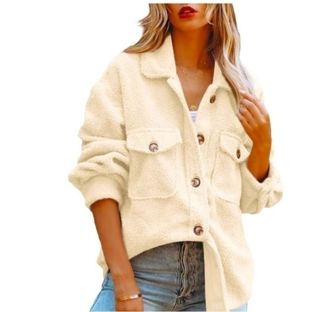 ReachMe Womens Sherpa Fleece Jacket Button Down Shirt